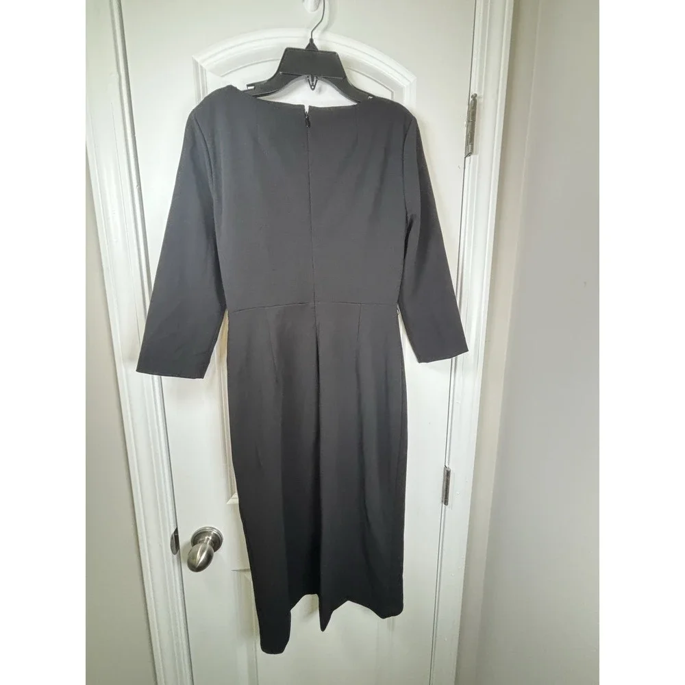 Calvin Klein NWOT Black Wrap Midi Dress Size 6 Career Work